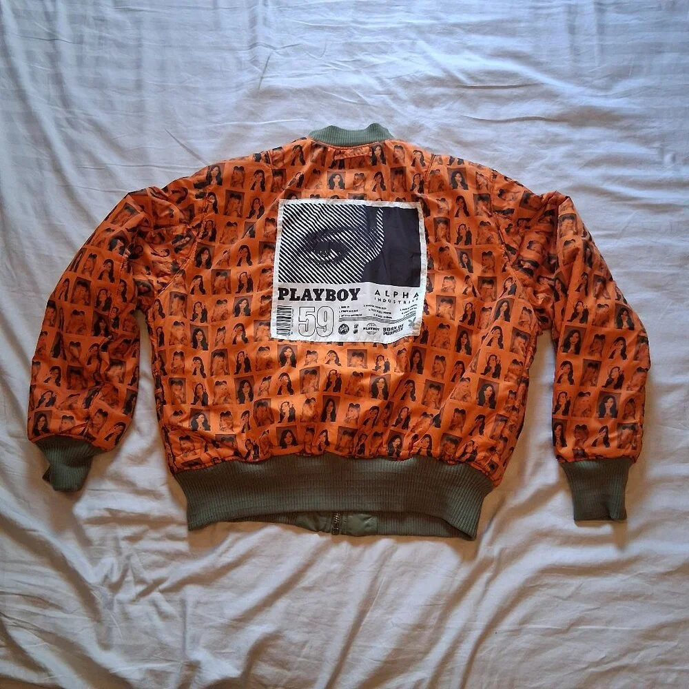 Playboy x Alpha Industries Reversible MA-1 Sage Flight Jacket Adult XL - Picture 6 of 16